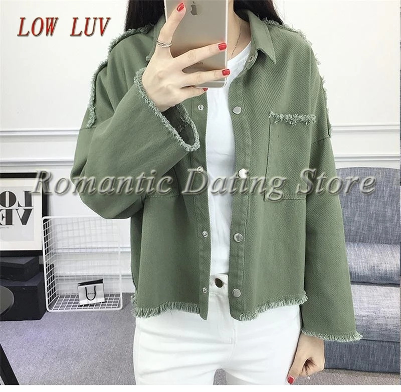 Женская джинсовая куртка короткая Облегающая с отложным воротником розовая