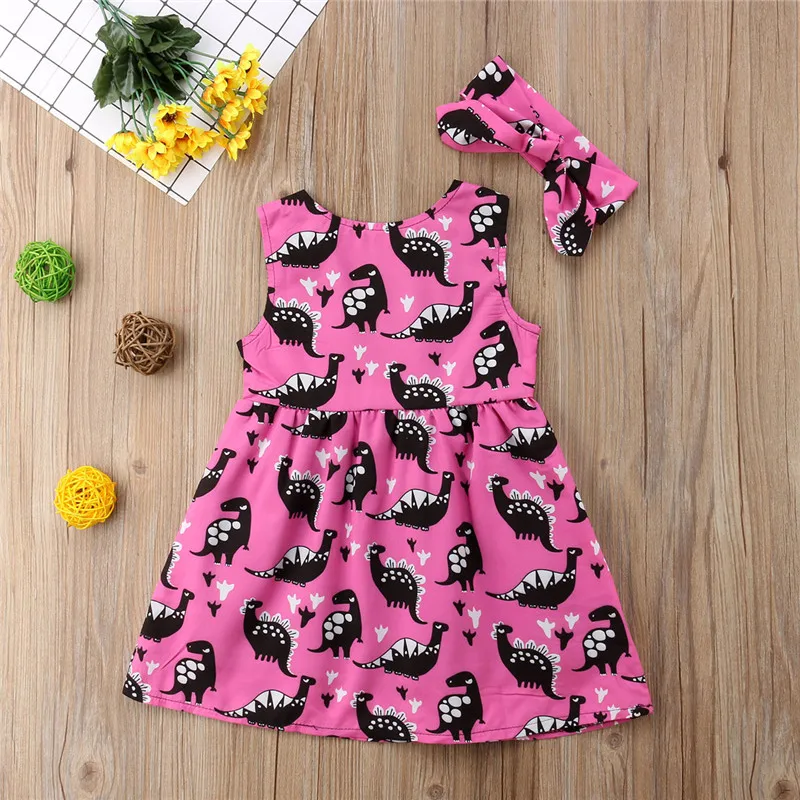 Sundress Clothes Headband Outfits Cotton Cute Loose Casual Girl Dress 0-5T 2Pcs Newborn Kids Baby Girls Sleeveless Dresses | Детская