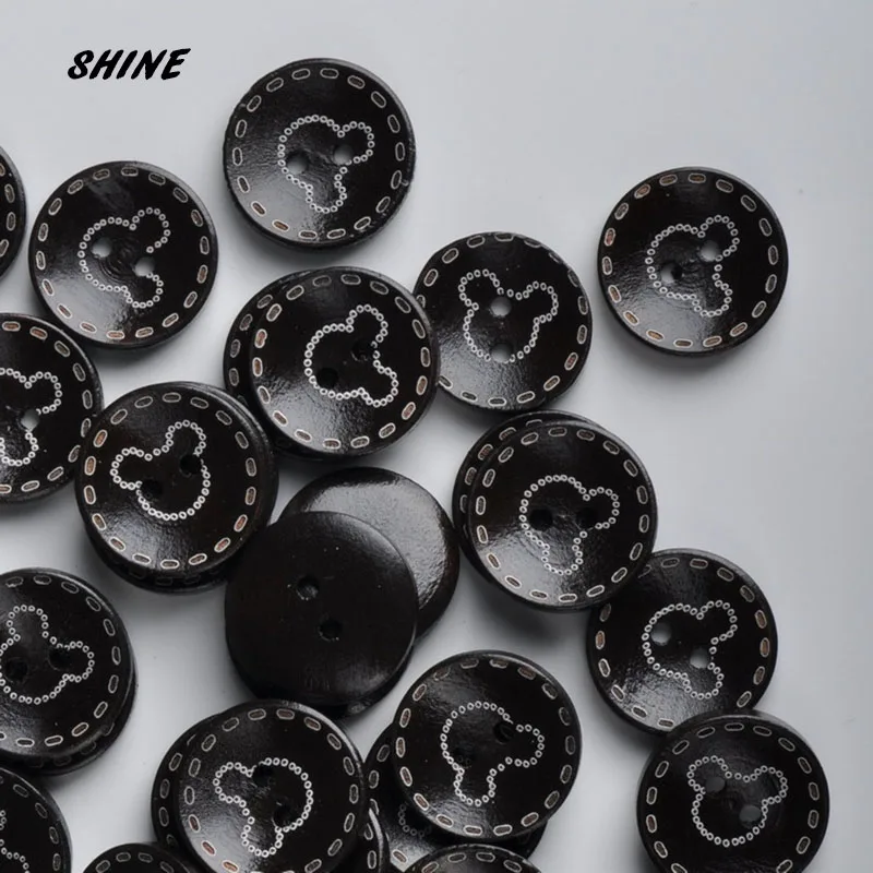 

Wooden Sewing Buttons Scrapbooking Round Black Two Holes Mickey Pattern 15mm Dia. 50PCs Costura Botones Decorate bottoni botoes
