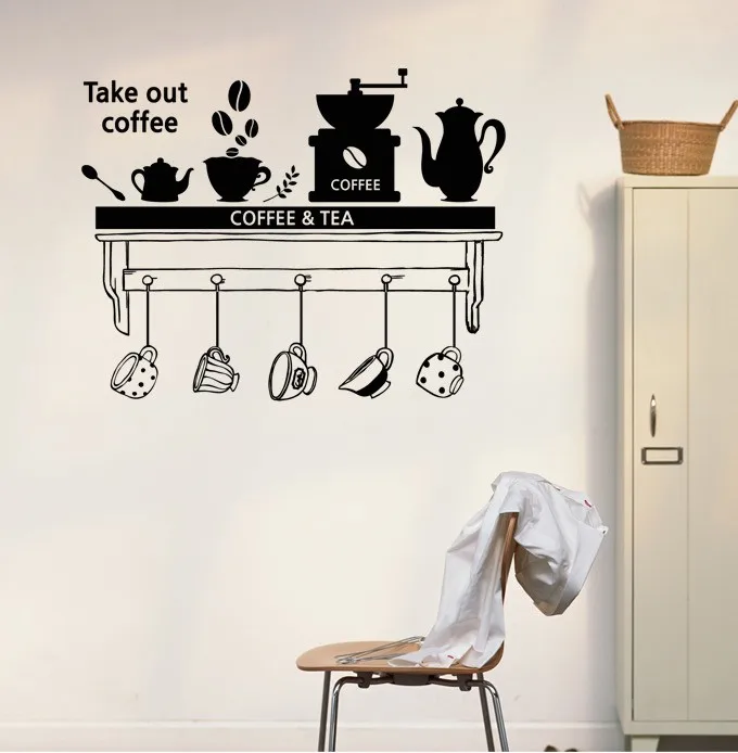 Чай время столовая салон наклейки на стену для кухни Стикеры DIY Искусство