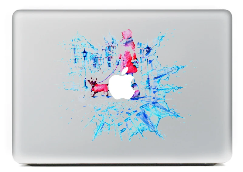 

Персональная виниловая наклейка Walk the dog для ноутбука, наклейка для macbook Pro Air, 13 дюймов, мультяшный чехол для ноутбука mac book