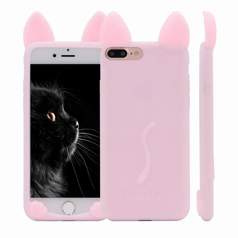 Чехол для iPhone 6S KoKo кошка из мягкого силикона милый котенок уши 3D чехол Apple 6 S 7 iPhone6