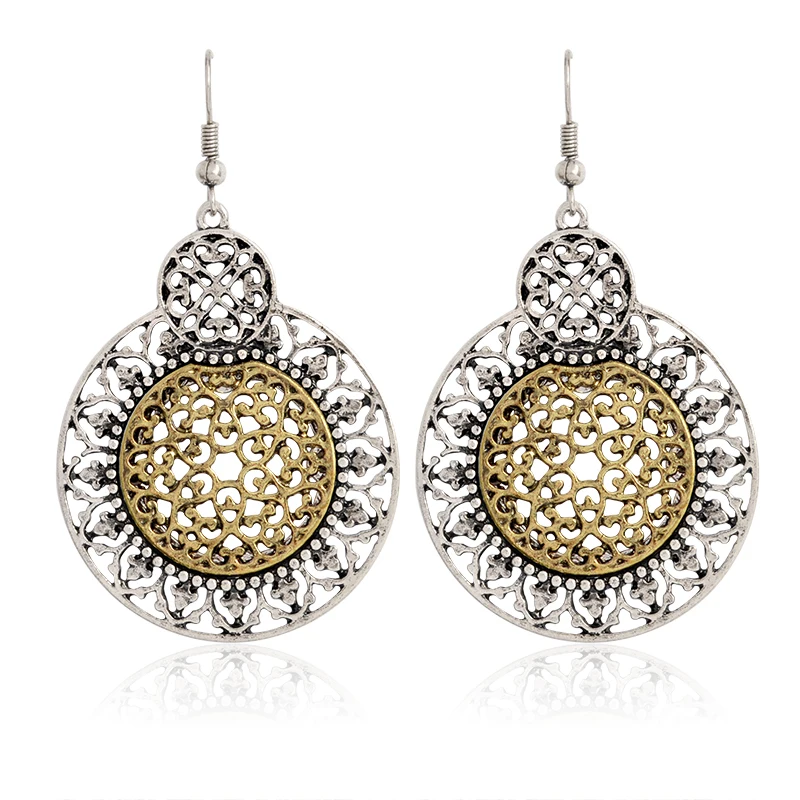 Серьги в стиле бохо полые серьги ретро с узором креативные форме лебедки подарок