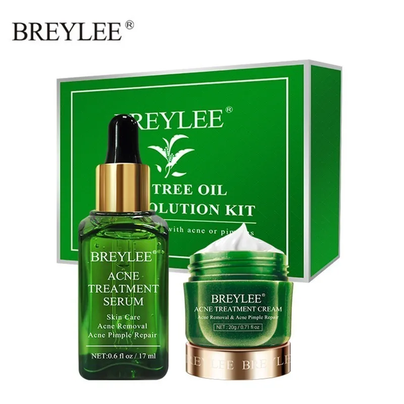 Serum and Cream BREYLEE Прыщи патч маска для лица Лечение Акне сыворотка крем для ухода за кожей прыщей средство для удаления прыщей крем для лица маска для лица эссенция - Цвет: Serum and Cream