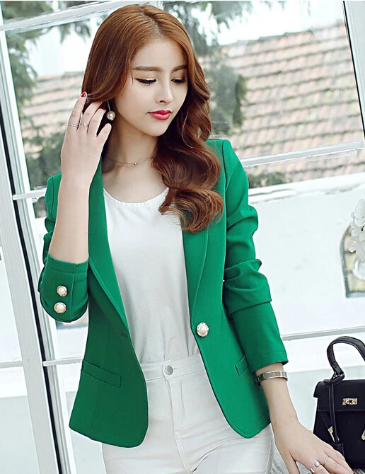 

Spring New Fashion Women Blazers Long Sleeve Women's One Button Slim Casual Business Blazer Suit Jacket Coat