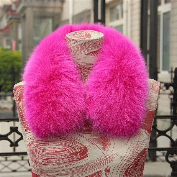 Rose red Шарф с воротником из натурального Лисьего меха, Женская шаль, болеро, шейный Теплый черный палантин,, горячая Распродажа, женский шарф-кольцо, L#11 - Цвет: Rose red
