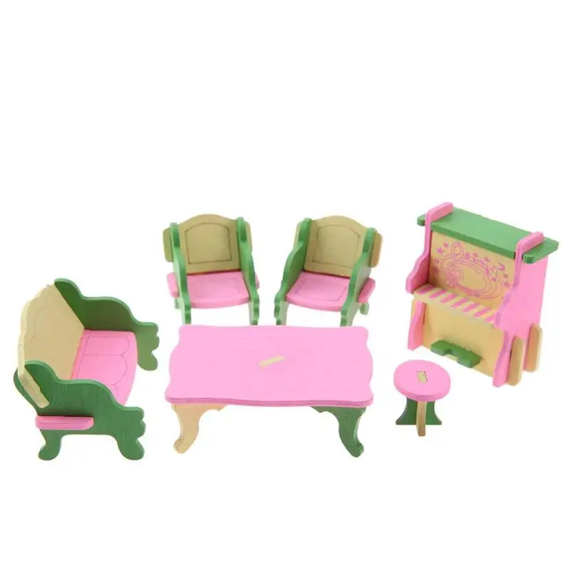 543 Simulation Miniature Wooden Furniture Toys Dolls Kids Baby Room Play Toy Furniture DollHouse Wood Furniture Set For Dolls - Цвет: 543