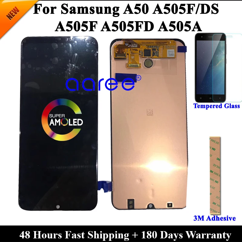 Pantalla LCD Super AMOLED para tel&eacute;fono Samsung A50 2019 A505, pantallas originales para ensamblaje, digitalizador t&aacute;ctil para modelos Samsung A50 A505-2