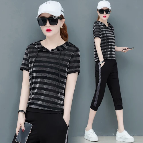 Plus Size 4xl Tracksuit Women Striped Two Piece Set Casual Top&amppants Loose Ensemble Femme Deux Pieces Sportswear Ukraine |