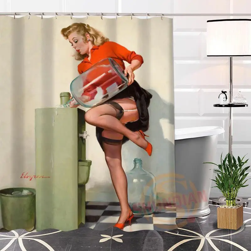 Эко-дружественный индивидуальный Уникальный pin up Девушка Современная душевая занавеска ванная комната водонепроницаемый для себя H0220-54