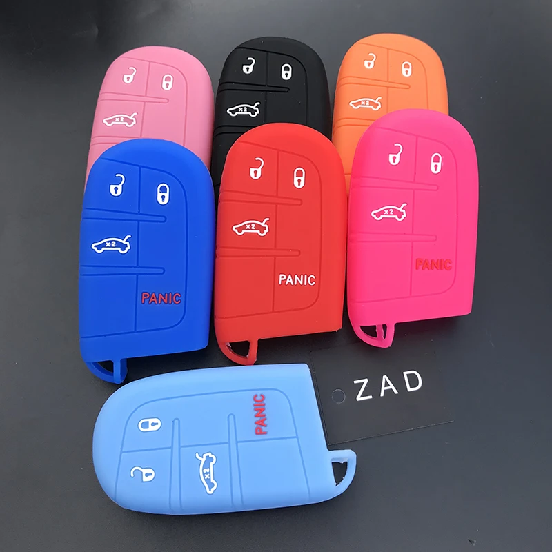 ZAD силиконовый чехол для автомобильного ключа CHRYSLER Dodge JEEP FIAT Smart Remote 3 + panic 4 кнопки