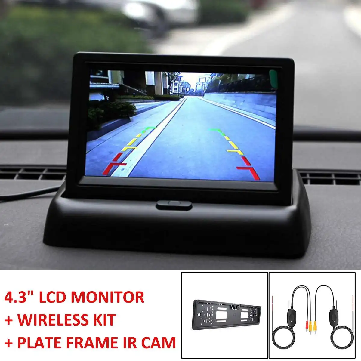 4,3 ''складной TFT lcd цифровой монитор для автомобиля, грузовика, парковочная камера заднего вида, ИК камера ночного видения+ беспроводной передатчик