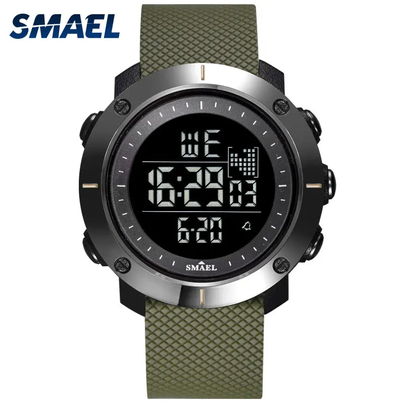 Цифровые часы SMAEL армейские спортивные водонепроницаемые со светодиодным