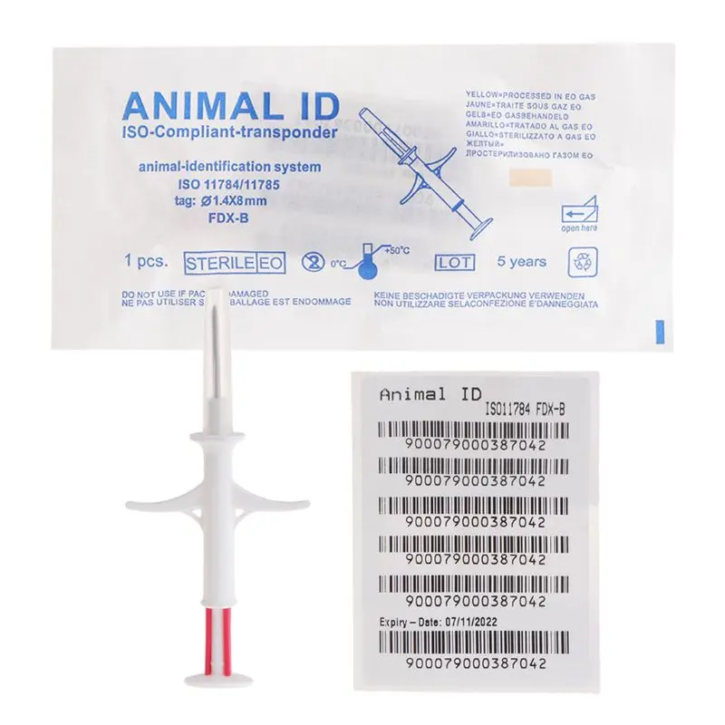 Pet ID микрочип шприц 1,4x8 мм ISO11784/5 FDX-B HDX животных наконечник для инъекций IP67