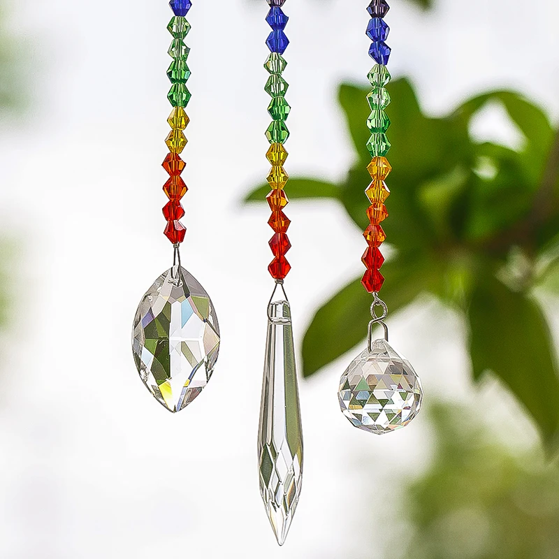 H & D набор из 3 чакра хрустальные призмы окно Suncatcher Радуга создатель подвесной