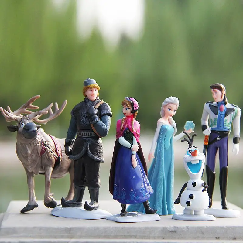 

New Princess dolls Elsa Anna Kristoff Olaf Hans Sven 6pcs/set dolls models figures