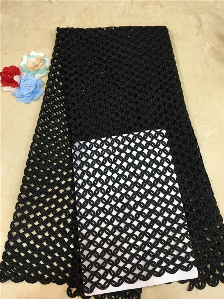 

New French design 5 yards/wholesale design pure color water-soluble lace sewing, African high quality milk silk lace fabric