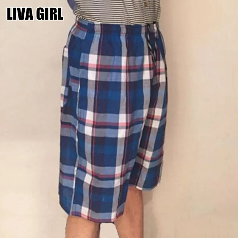 Летние повседневные шорты Liva Girl в шотландскую клетку с рисунком мягкие дышащие