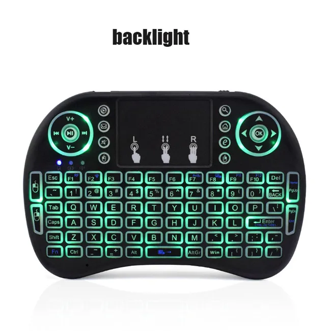 Backlight Мини беспроводная клавиатура 3 цвета с подсветкой i8+ Подсветка литиевой батареи Air mouse пульт дистанционного управления Сенсорная панель портативная ТВ коробка для ноутбука - Цвет: Backlight