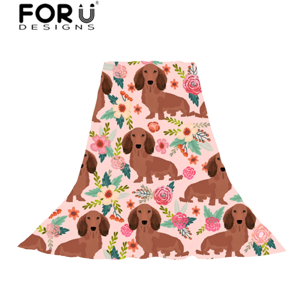 FORUDESIGNS/женский шифоновый шарф, Цветочный, зеленый, Такса, собака, узор, дизайн, длинный, мягкий, шелковистый шарф, женские шарфы, для путешествий