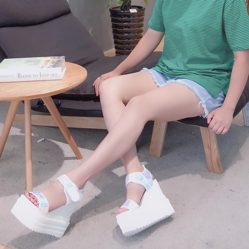 Fish mouth muffin bottom Women's shoes Summer new of the wild increase sneakers Roman slope with thick sandals | Обувь