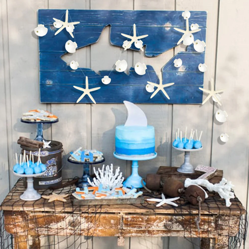 

Starfish Shell Flag Mermaid Garland Under The Sea Hanging Banner for Birthday Beach Wedding Party Decoration Baby Shower Supply