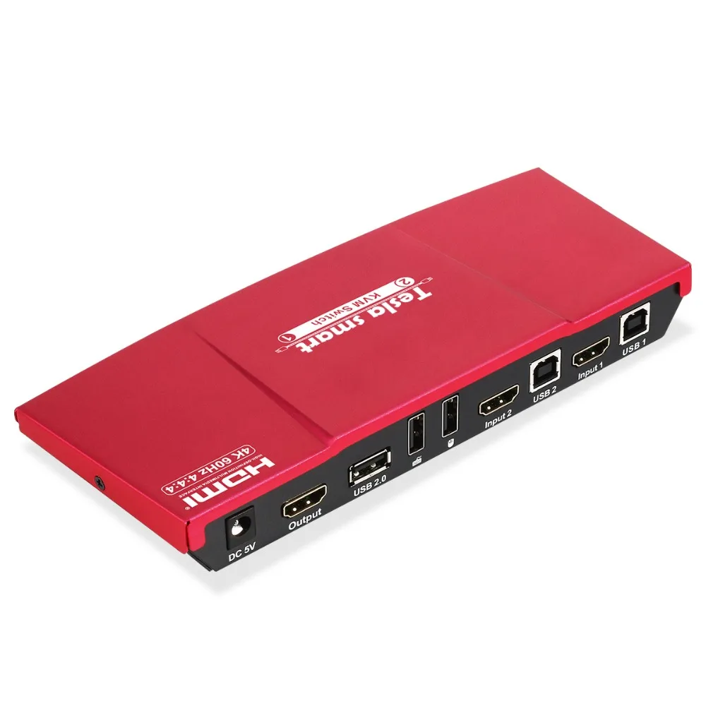 Tesla smart высокое качество 4K@ 60Hz USB HDMI KVM переключатель 2 порта USB KVM HDMI переключатель поддержка 3840*2160/4K* 2K дополнительный порт USB 2,0