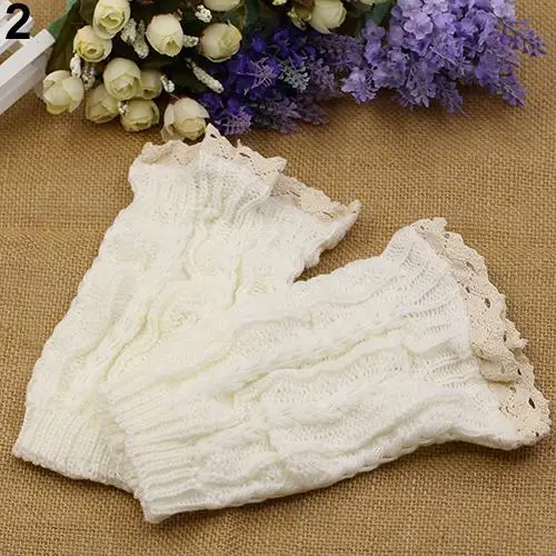 Популярные женские вязаные гетры с кружевной отделкой Короткие манжетами носки