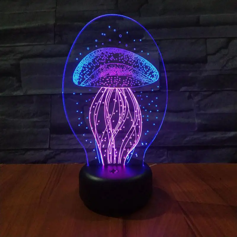 Медузы led 3d Красочный ночник креативный визуальный Acrylique Usb Светодиодная лампа