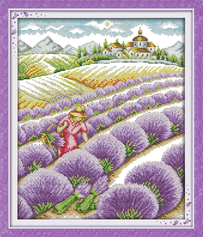 Набор для вышивки крестиком Lavender field (2) напечатанный на ткани DMC 14CT 11CT наборы и