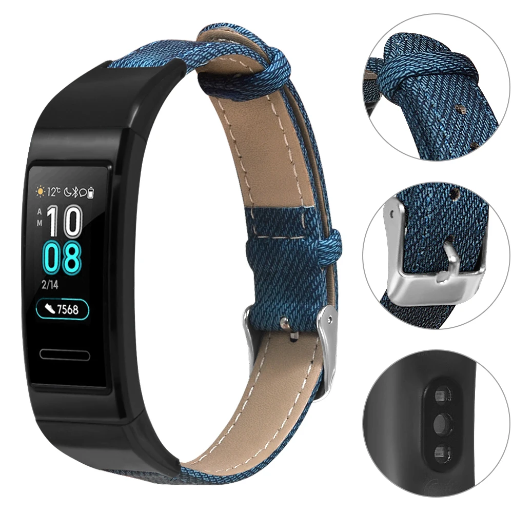 Джинсовый Ретро ремешок для часов huawei Band 3 Pro с 2 пряжками 1 отвертка подарок для band3 3Pro полосы Роскошные умные часы ремни