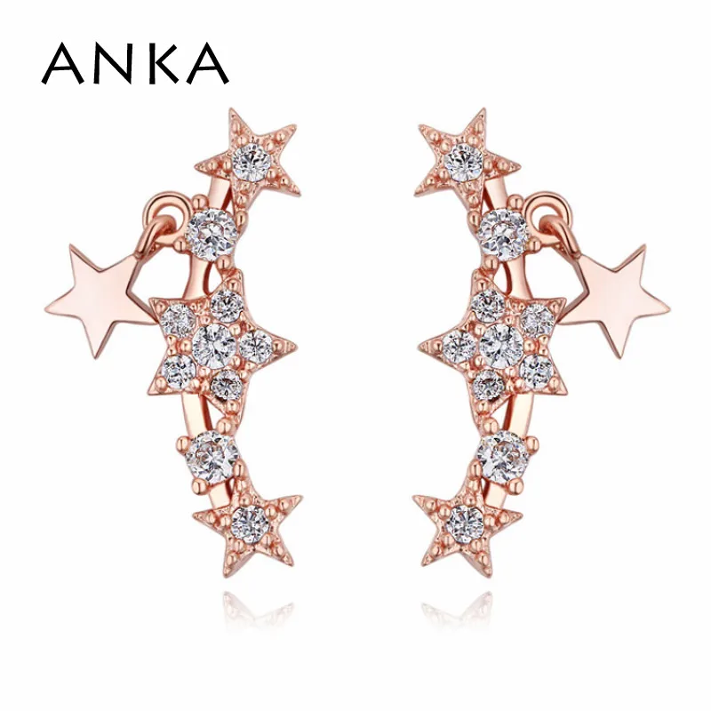 

ANKA small cute bright star shape stud earrings new luxury love gold color top zirconia earings Jewelry for women #122999
