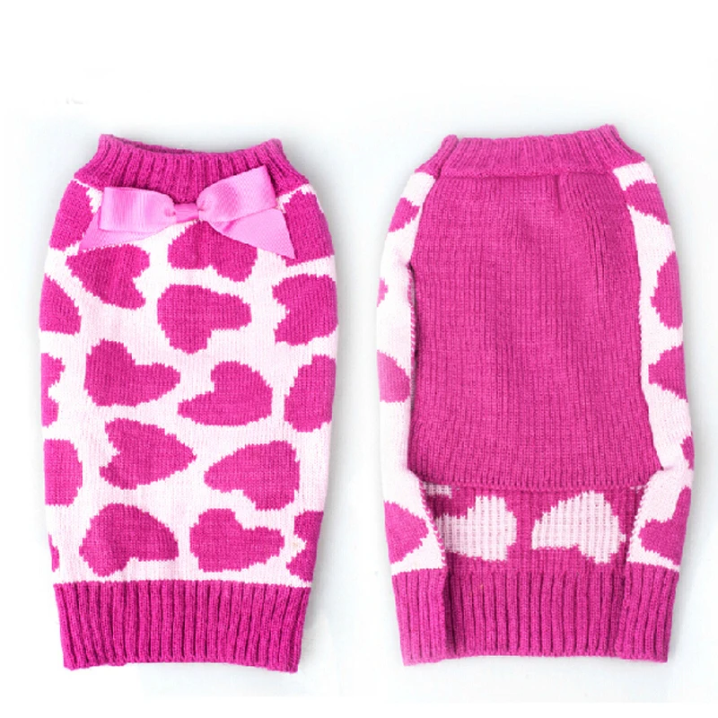 Теплая трикотажная одежда с сердечками для собак зимний джемпер кошки свитер Yorkie