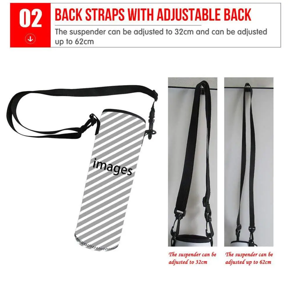

Neoprene Insulated 1000ML Bottle Carrier Bag Water Bottle Cover Cute Alpaca Bottle Carrier Pouch Shoulder Water Bottle Holders