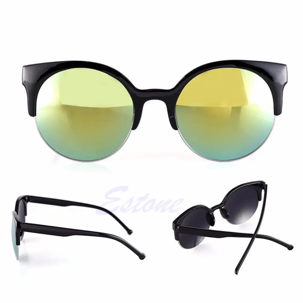 Модные Полуободковые солнцезащитные очки в стиле ретро суперкруглые унисекс |