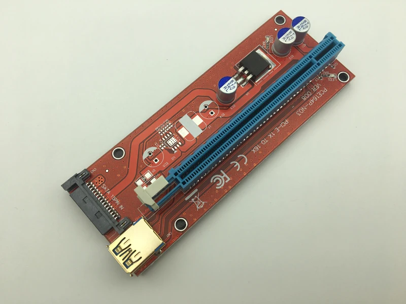 Новый позолоченный USB 3 0 VER008 60 см PCI E Riser Card SATA источник питания 1x к 16x для биткоина
