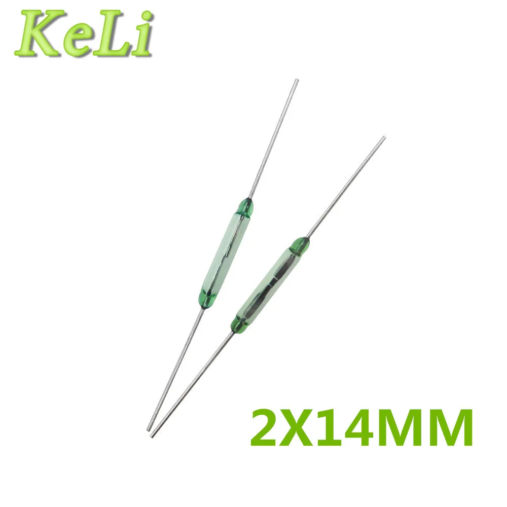 

10PCS/LOT Reed switch 2x14mm Green glass usually open 100% NEW Original