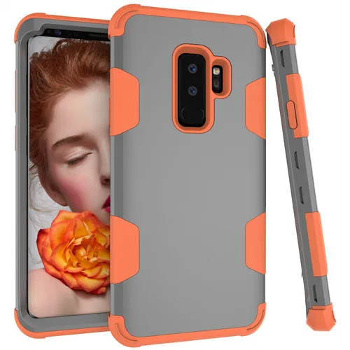 Gray Orange Чехол для телефона для samsung Galaxy S10 S10 Plus чехол s Броня PC задний Чехол ТПУ силикон бампер Note 9 8 S9 S8 чехол противоударный чехол - Цвет: Gray Orange