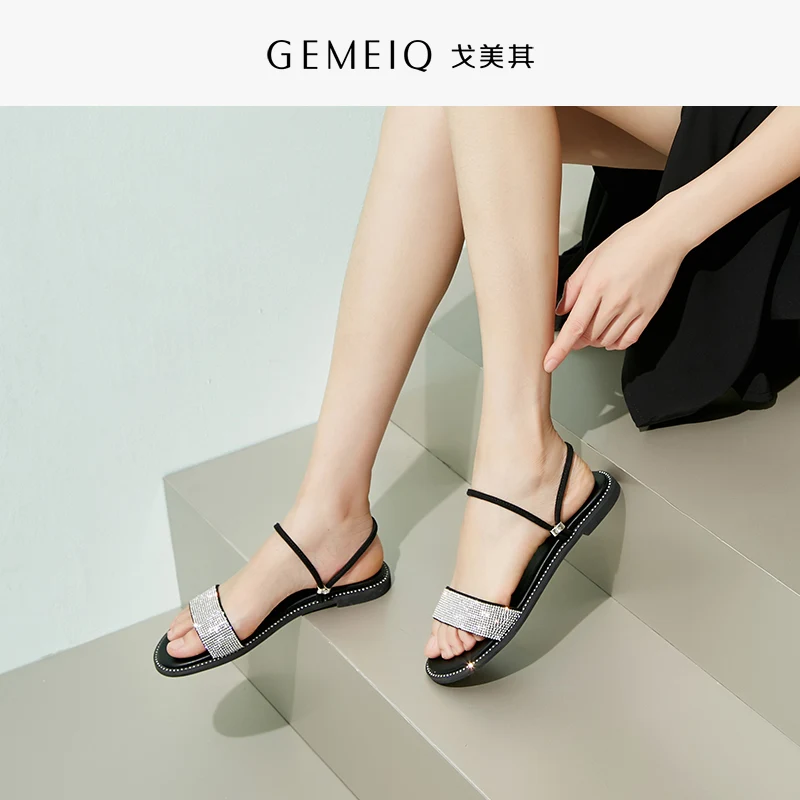 GEMEIQ/2019 г. женские босоножки Модные летние пляжные сандалии на плоской подошве с