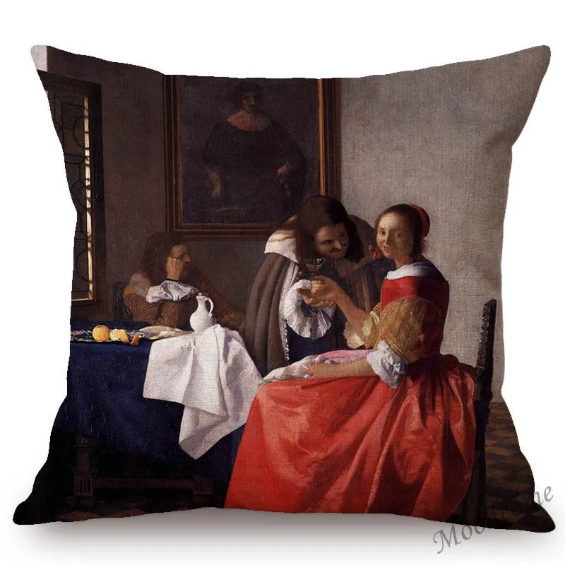 Всемирно известная картина маслом Johannes Vermeer девушка с жемчужной серьгой доярка картина маслом диван наволочка чехол для подушки