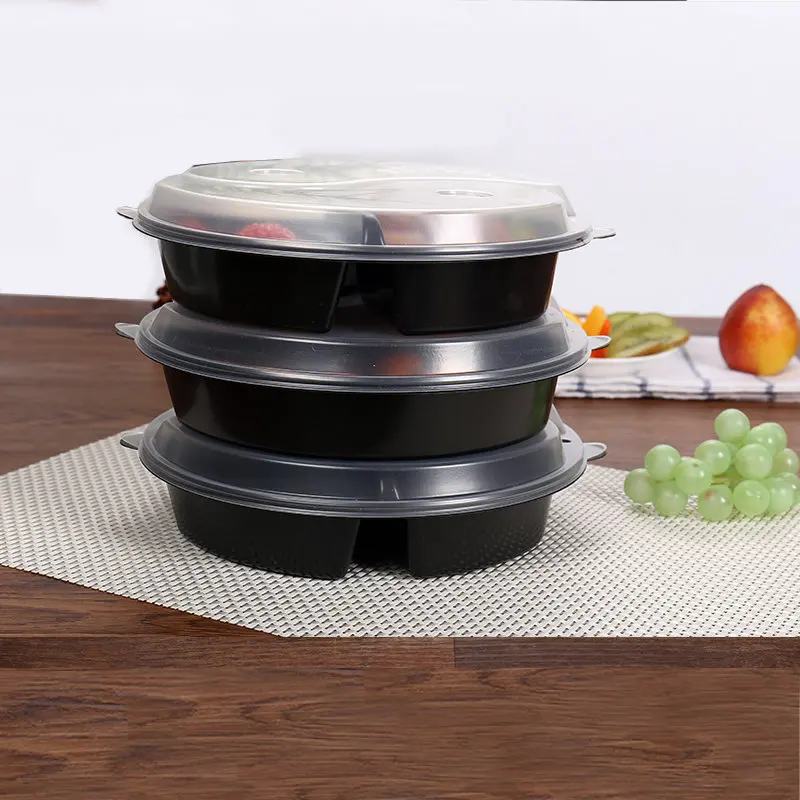 Kкаса 1 шт. круглый 3 отсека одноразовый Ланчбокс Microwavable обеденный контейнер для