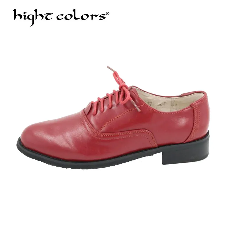 

Big Size 34-44 New 2019 Genuine leather Lace Up Shoes Women Trendy Style Color Matching Vintage Oxford Shoes For Women HC-788
