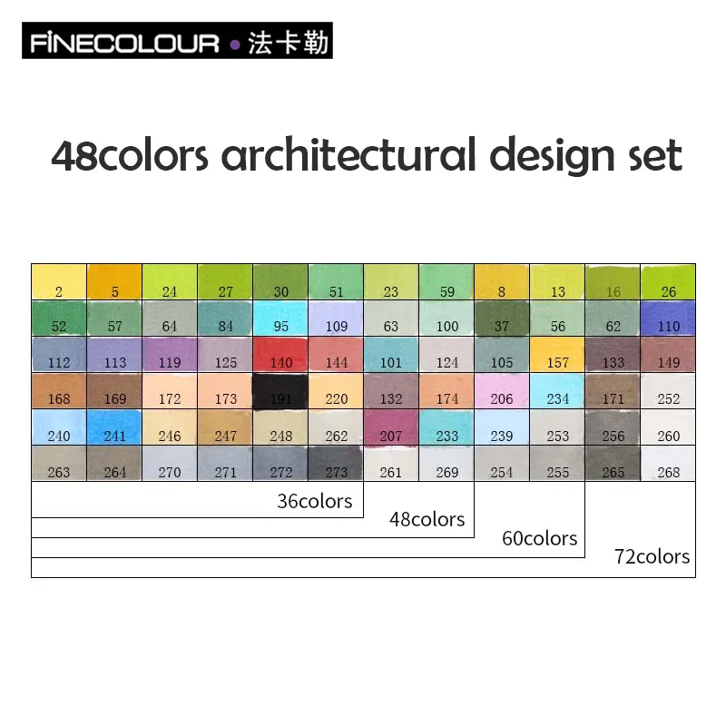 48 architectural set Finecolorour спирт искусство маркер цвет ручка художника двуглавый эскиз маркер 36 48 набор EF100 маркеры для рисования - Цвет: 48 architectural set