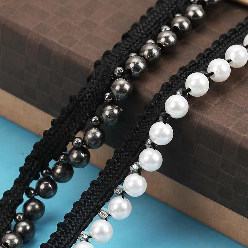 Полиэстер Кружевной Отделкой имитация жемчуга шарик серебряного цвета цепочка