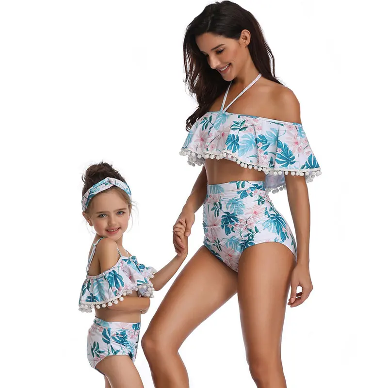 Mommy And Me Clothes Floral Ruffle Swimsuit Family Matching Look Swimwear Mother and Daughter Bikini Set Outfits | Мать и ребенок