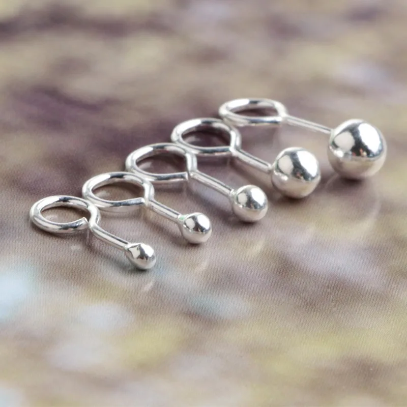 Женские и мужские серьги пусеты круглые с шариками кабошона из чистого серебра 925