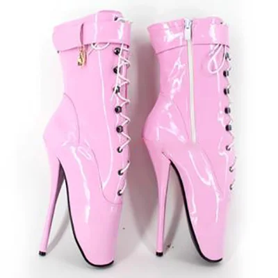 Pink 18cm Heel Женские ботильоны с каблуком 18 см высокие каблуки балетные костюмы матовые сапоги модная обувь Fenty Beauty металлических замочно-декор женские Туфли в готическом стиле большой размер 45 - Цвет: Pink 18cm Heel