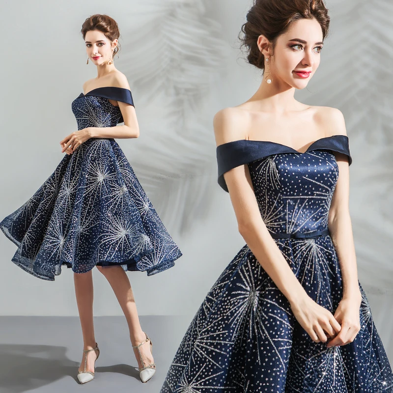 Vestido de festa 2018 темно синие Элегантный Лодка средства ухода за кожей Шеи с открытыми