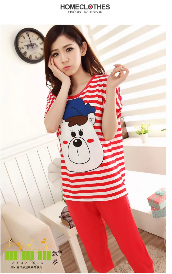 Hot Summer Red Pajama Girls Three-Quarter Pants Sleep Lounge Free Shipping |
