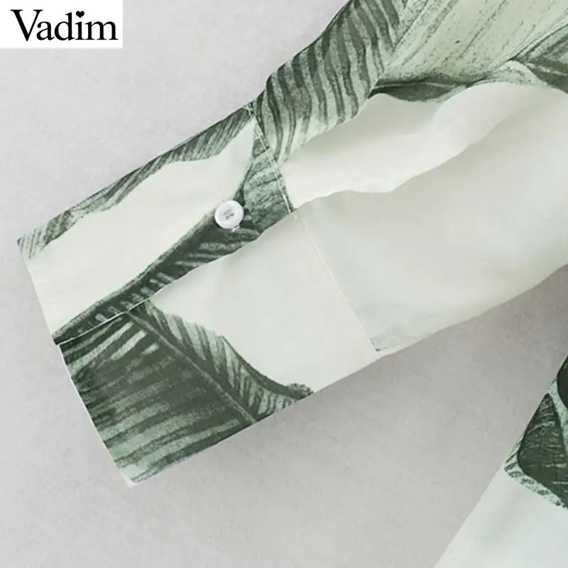 Vadim women elegant print blouse turn down collar long sleeve transparent irregular shirts female stylish chic tops blusas LB231 |
